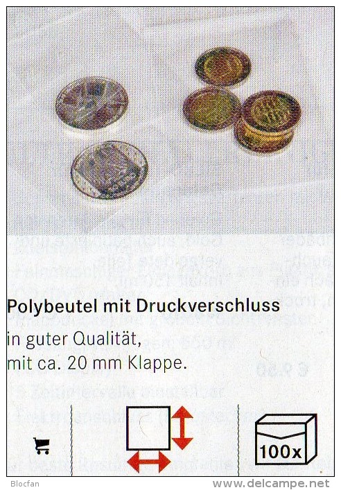 Hülle #782 Größer 100 Polybeutel Mit Verschluß Neu 2€ Schutz/Einsortieren Lindner 70x100mm For Stamps Pin Coins Of World - Lotes