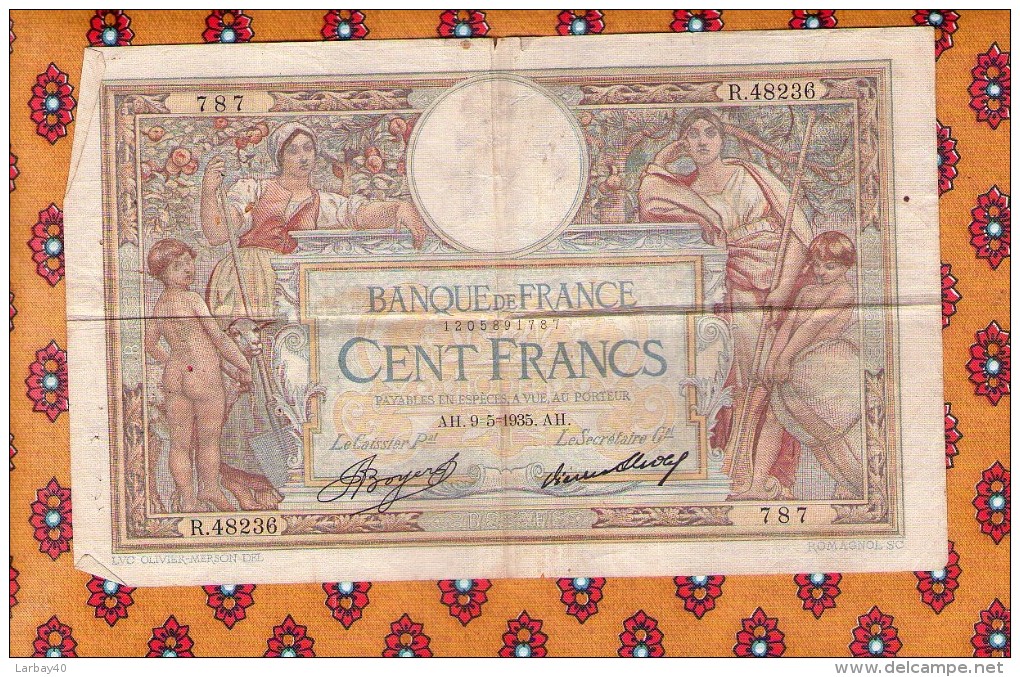 1 Billet De Cent Francs 1935 - 100 F 1908-1939 ''Luc Olivier Merson''