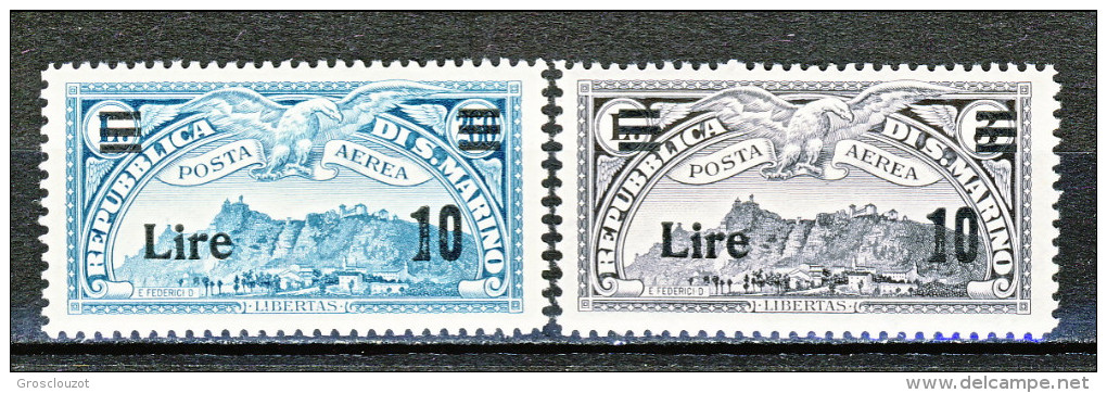 San Marino PA 1942 Soprastampati N. 19 E N. 20  MNH Timbrino Di Garanzia - Luftpost