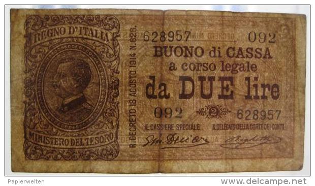 2 / Due Lire 1914 (WPM 37b) Ausg 1917 Serie 092 - Buoni Di Cassa