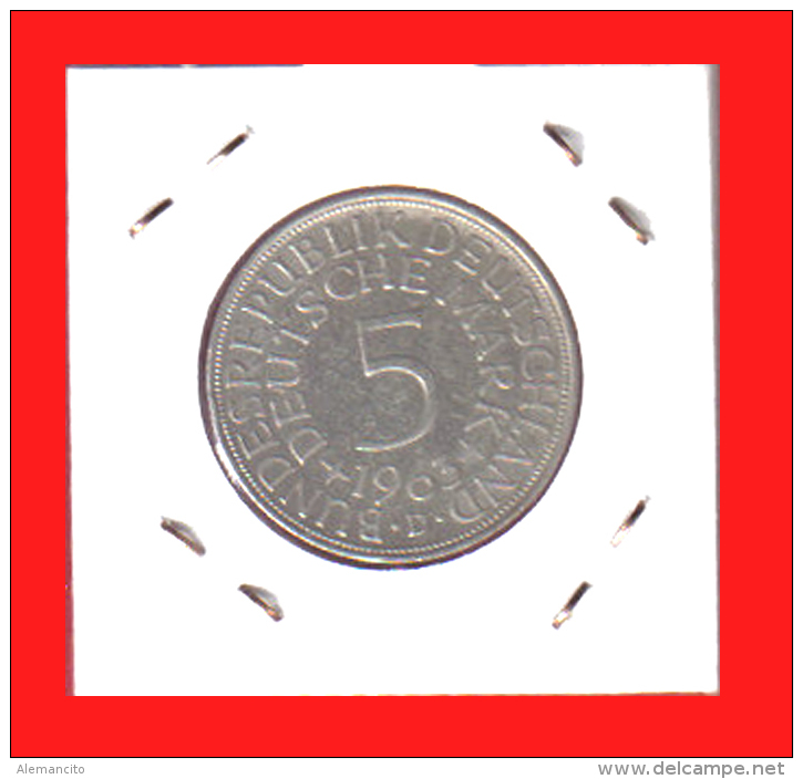 ALEMANIA R.F. MONEDA DE 5.00 DM -AÑO 1963-CECA- D - 5 Mark