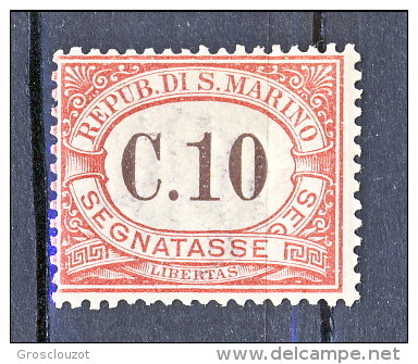 San Marino Tasse 1924 Colori Carminio E Verde N. 11 C. 10 Carminio MNH - Postage Due