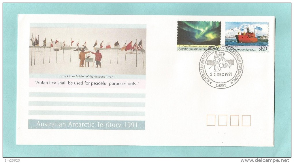 AAT  1991  Mi.Nr. 88 / 89 - Expeditions Cacey - FDC  22. Dec. 1991 - FDC