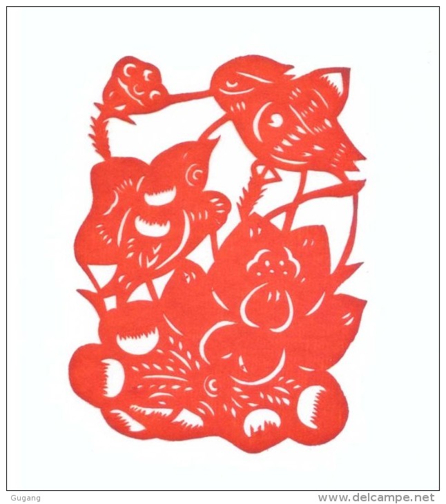 China Paper Cut 4#,bird And Flower,9.5X7.5cm - Papier Chinois