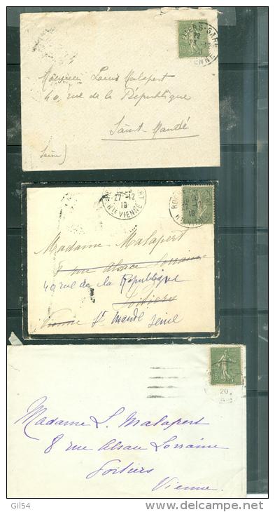 Lot De  10 Lac , Affranchie Avec N° 130 - Malc45 - 1903-60 Semeuse Lignée