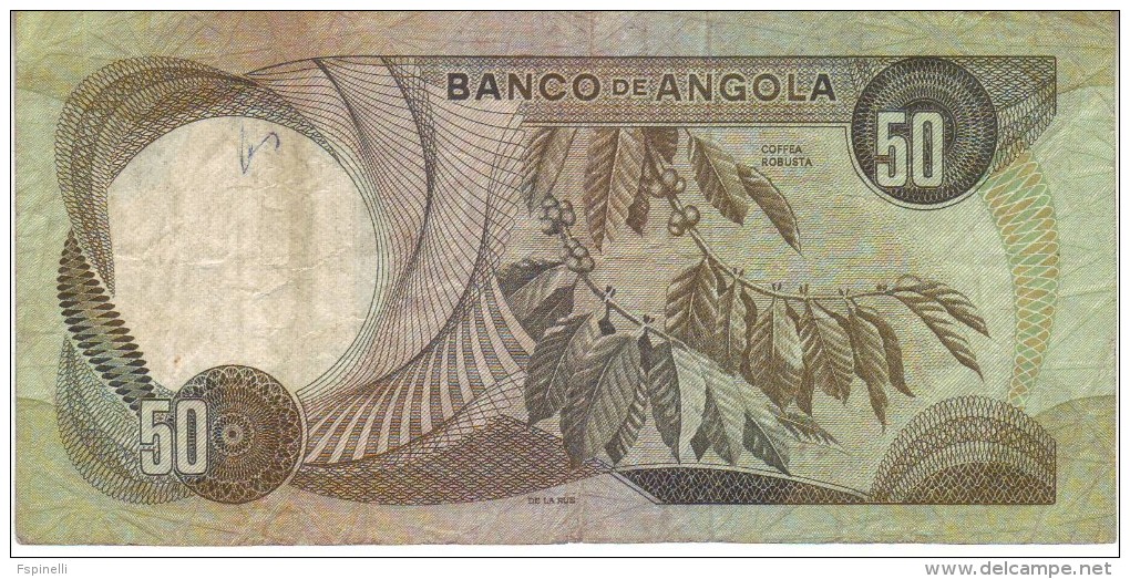 ANGOLA  50 Escudos  BANKNOTE  " M. Carmona At Right  "   P100  24.11.1972 - Angola