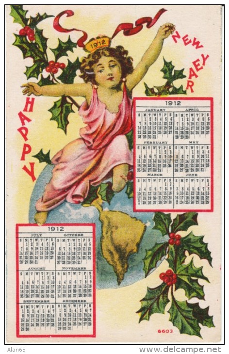 Harney Oregon DPO-4, Closed Post Office Cancel On 1912 New Year Calendar, C1910s Vintage Postcard - Otros & Sin Clasificación