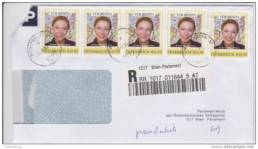 1309d: Reko- Brief Der ÖVP Wien- Parlament "Benita Ferrero- Waldner" - Personnalized Stamps