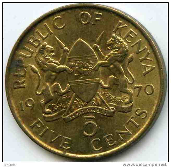 Kenya 5 Cents 1970 KM 10 - Kenia