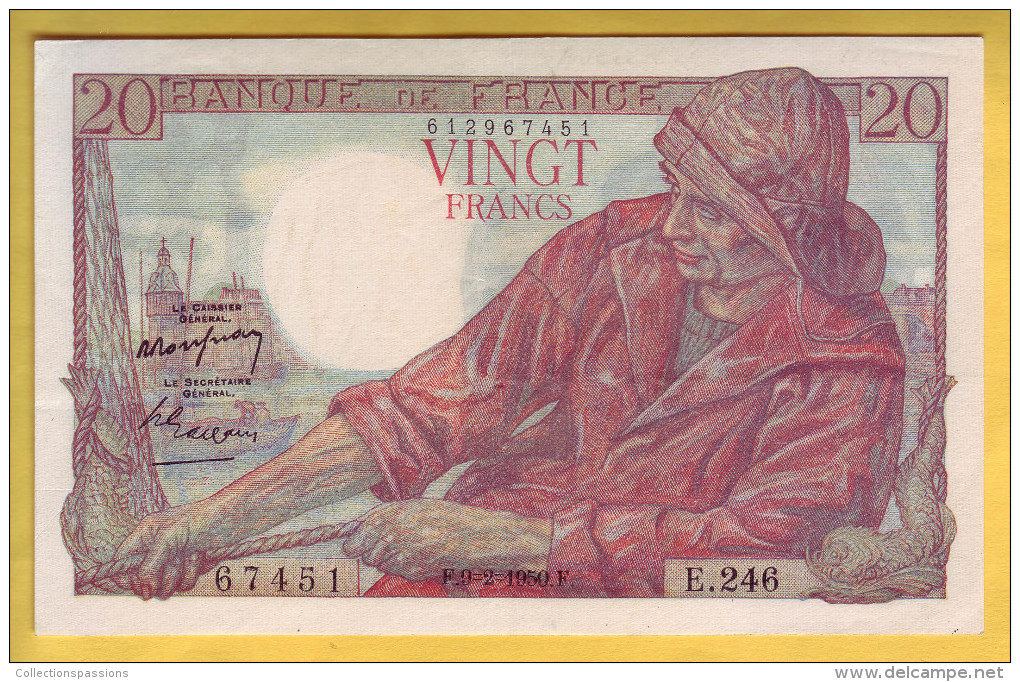 BILLET FRANCAIS - 20 Francs Pêcheur 9.2.1950 SUP+ - 20 F 1942-1950 ''Pêcheur''