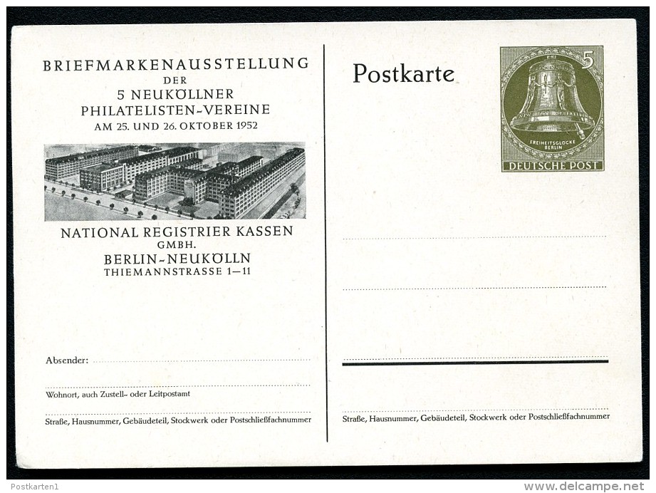 BERLIN PP12 D2/003 Privat-Postkarte AUSSTELLUNG NEUKÖLLN ** 1952  NGK 40,00 € - Privatpostkarten - Ungebraucht