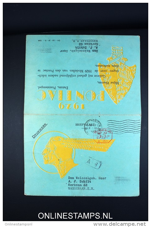 Belgium: 1929 Pontiac  General Moters Incl Answer Card Introducing Ne Model RRR - Cartas & Documentos