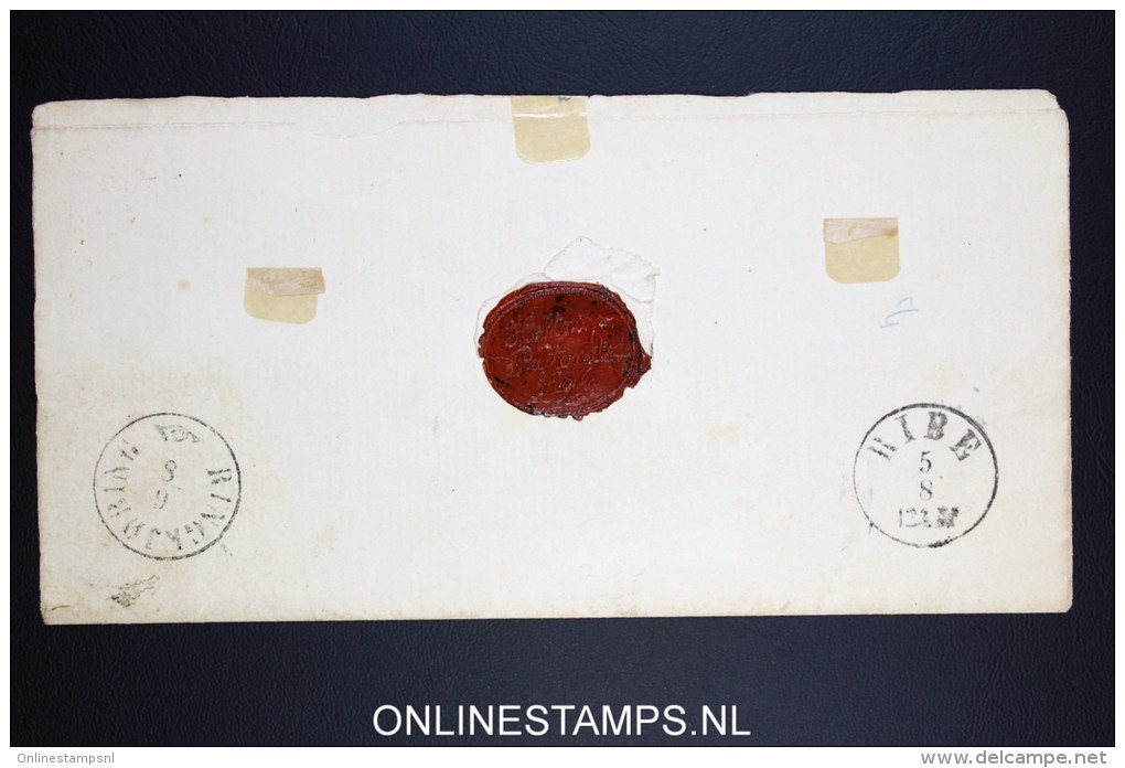 Danmark: Cover With 4 Skilling Brown  Ribe / Ringkjøbing Very Nice Waxseal - Lettres & Documents