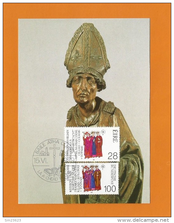 BRD 1989 Mi.Nr.1424/ Irland 638 , Apostel Kilian - Hagenbach Maximum Card - Limitierte Auflage -Erstausgabe 15.06.1989 - - Cartes-maximum