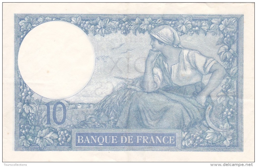 Billet De 10 Francs MINERVE En Sup Du 08/12/1916 - W 2278 Alph 720 @ 2 Scans - N° Fayette : 6 @ Paysane à La Faucille - 10 F 1916-1942 ''Minerve''