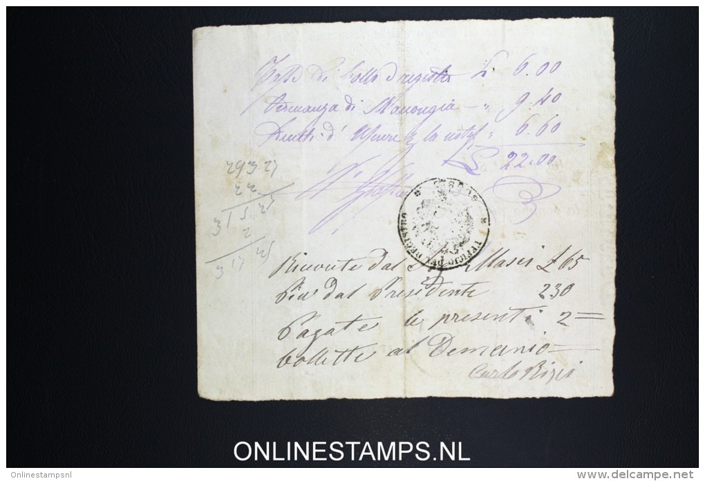 Italy: Marca Da Bollo / Document 1877 - Revenue Stamps