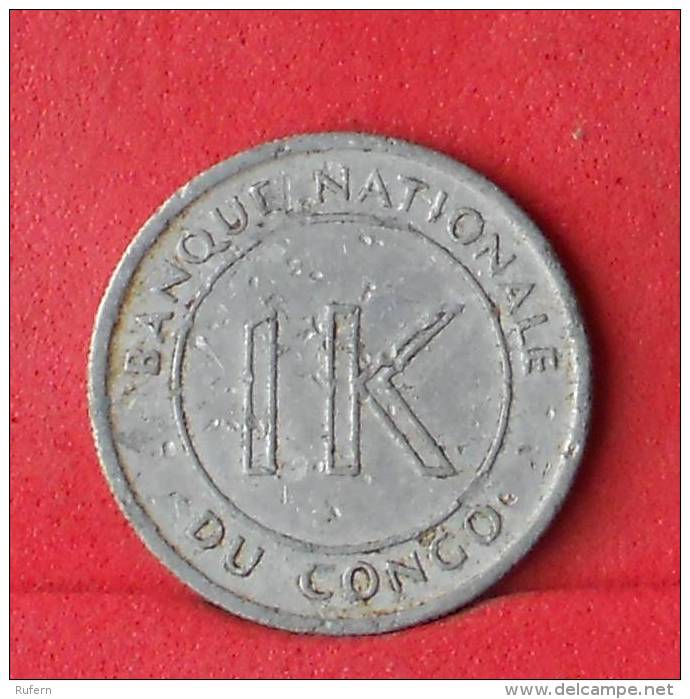 CONGO  1  LIKUTA  1967   KM# 8  -    (Nº11331) - Congo (Rép. Démocratique, 1964-70)