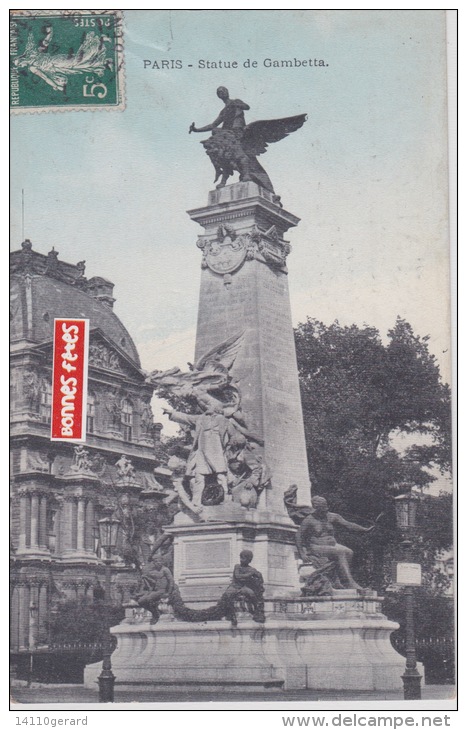 PARIS  Statue De Gambetta (pour Mde Beaumaire 14 Caen) - Statues