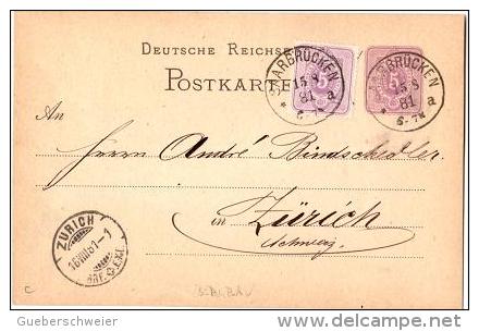 MIN  L 2 - ALLEMAGNE Entier Postal De Saarbrücken 1881 Pour Zürich Thème Mines - Minéraux - Charbon - Postkarten