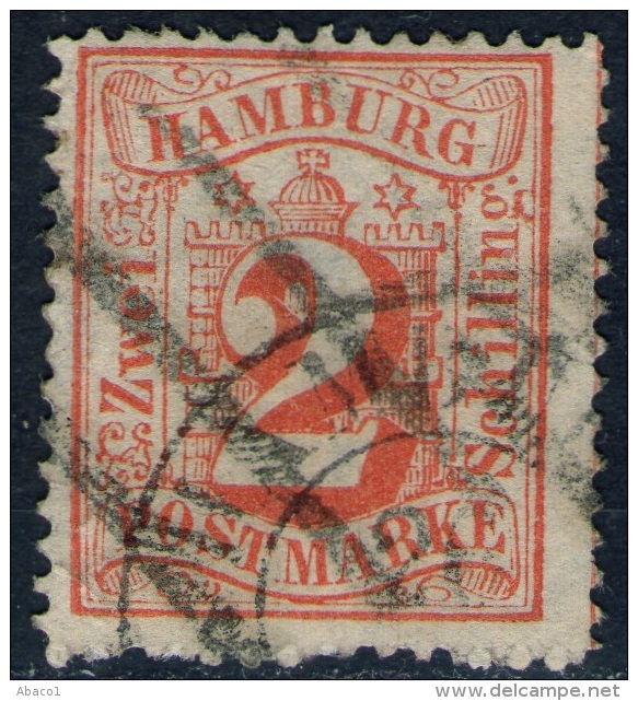 2 Shilling Orangerot - Hamburg Nr. 13 Mit Balken- Und Ortsstempel - Pracht - Hambourg