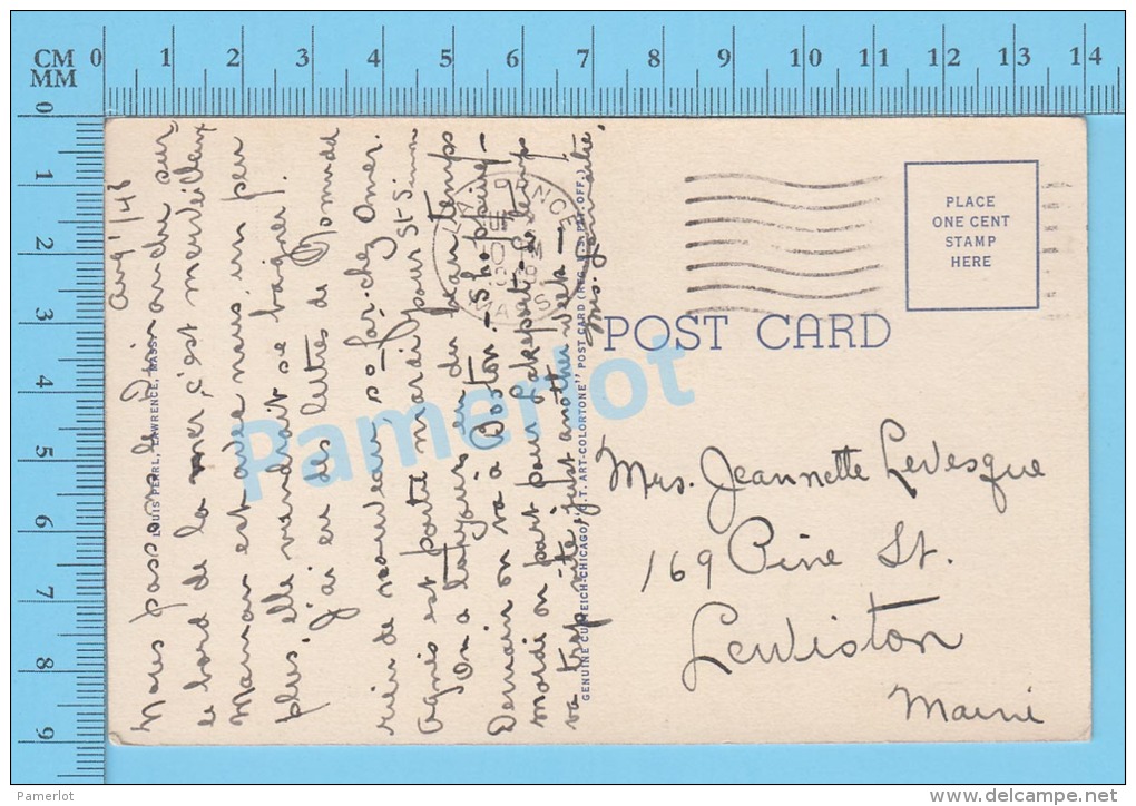 CPSM, Massachusetts ( 1948 St. Mary Church, Laurence ) Linen Postcard Recto/Verso - Lawrence