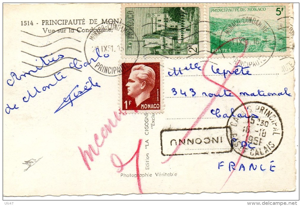 - PRINCIPAUTE DE MONACO - Vue Sur La Condamine - 3 Timbres - Scan Verso - - La Condamine