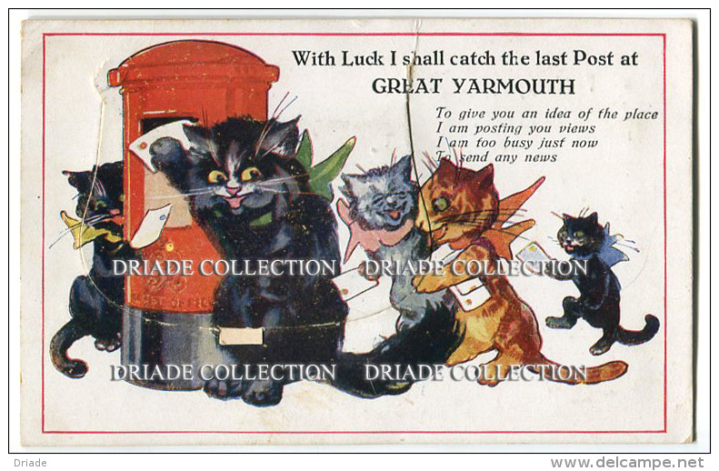 CARTOLINA VALIGETTA TEMATICA GATTI GREAT YARMOUTH NORFOLK REGNO UNITO VIAGGIATA ANNO 1928 CATS - Great Yarmouth