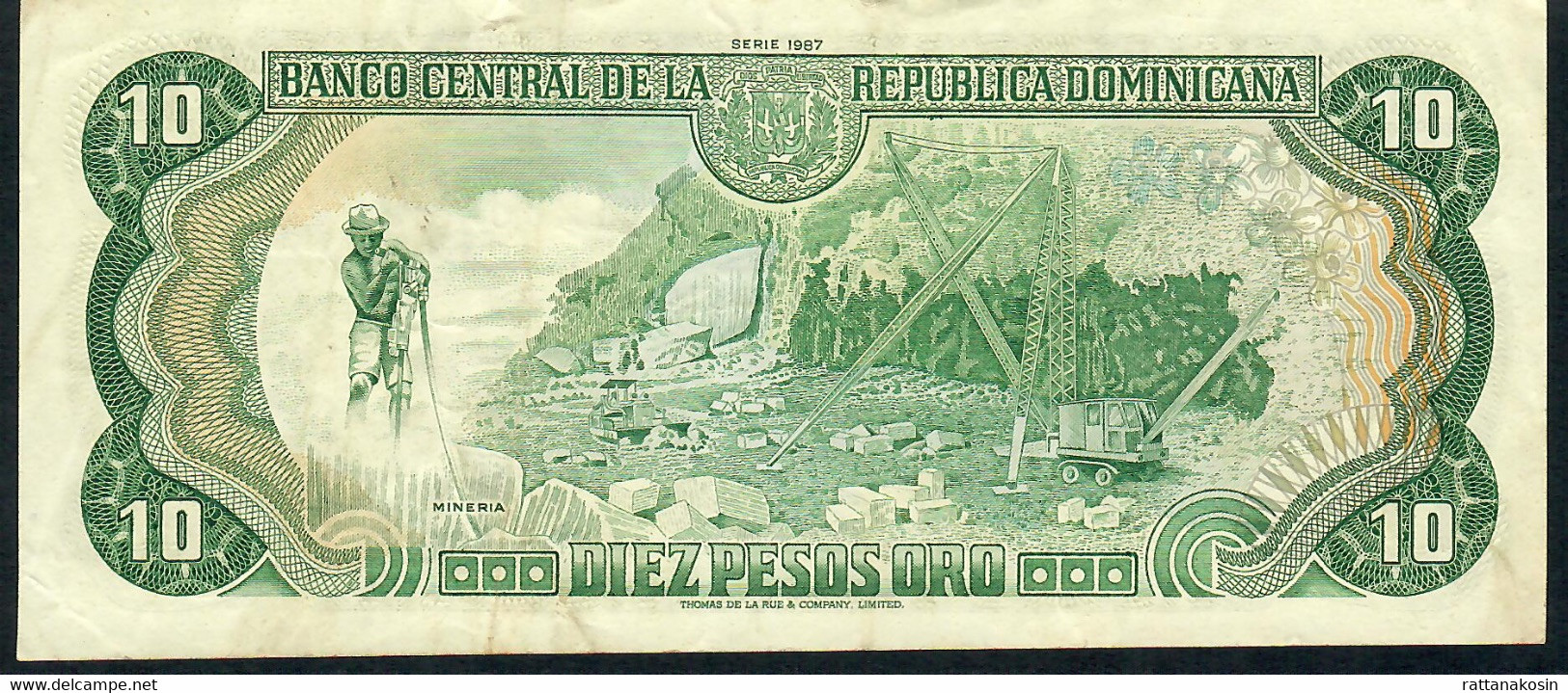 DOMINICAN REPUBLIC  P119c 10 PESOS ORO 1987 #CJ       VF-XF - Dominikanische Rep.