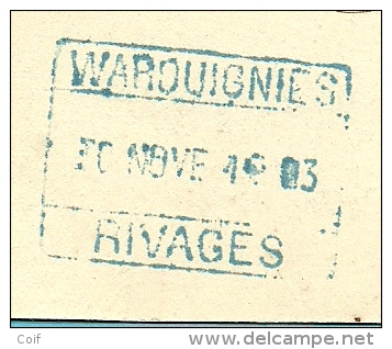 Kaart "Anvers" Met Stempel WARQUIGNIES / RIVAGES Op 30/11/1903 (Depot-Relais)   Naar ST-GHISLAIN - Andere & Zonder Classificatie