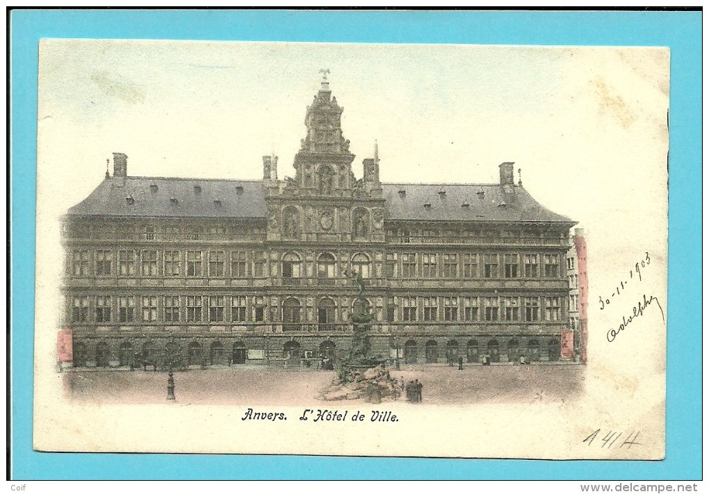 Kaart "Anvers" Met Stempel WARQUIGNIES / RIVAGES Op 30/11/1903 (Depot-Relais)   Naar ST-GHISLAIN - Andere & Zonder Classificatie
