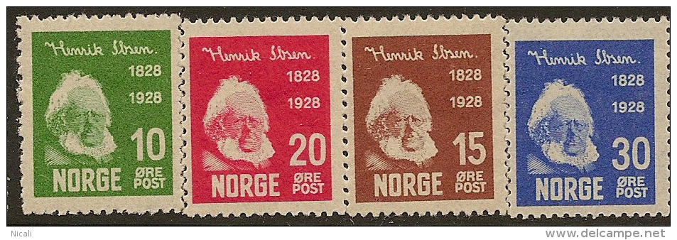 NORWAY 1928 Ibsen Centenary SG 200/3 HM #LF222 - Neufs