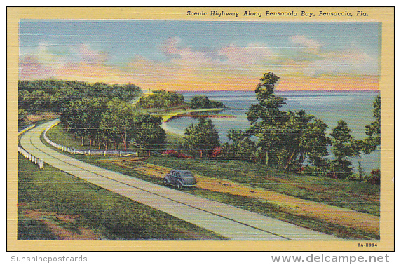 Florida Pensacola Scenic Highway Along Pensacola Bay Curteich - Pensacola