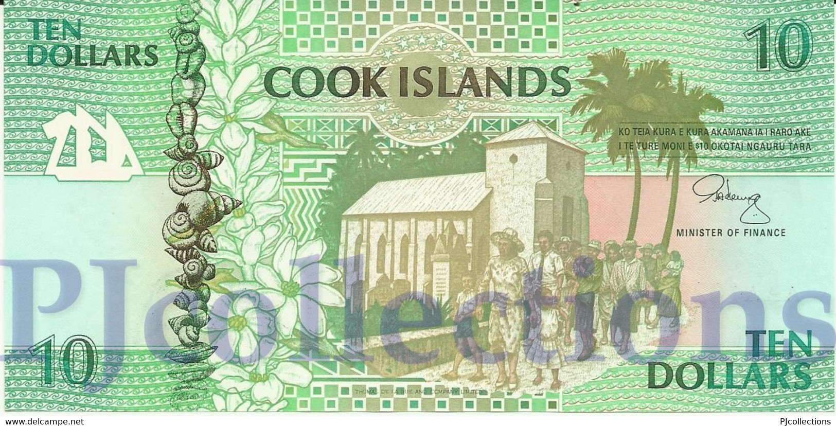 COOK ISLANDS 10 DOLLARS 1992 PICK 8a UNC PREFIX "AAA" - Cook Islands