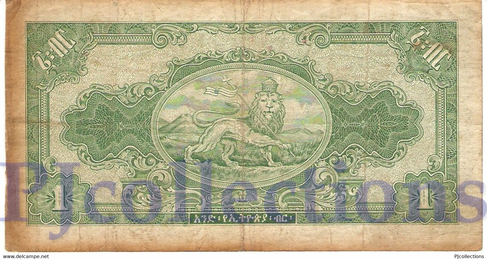 ETHIOPIA 1 DOLLAR 1945 PICK 12b AVF - Ethiopië