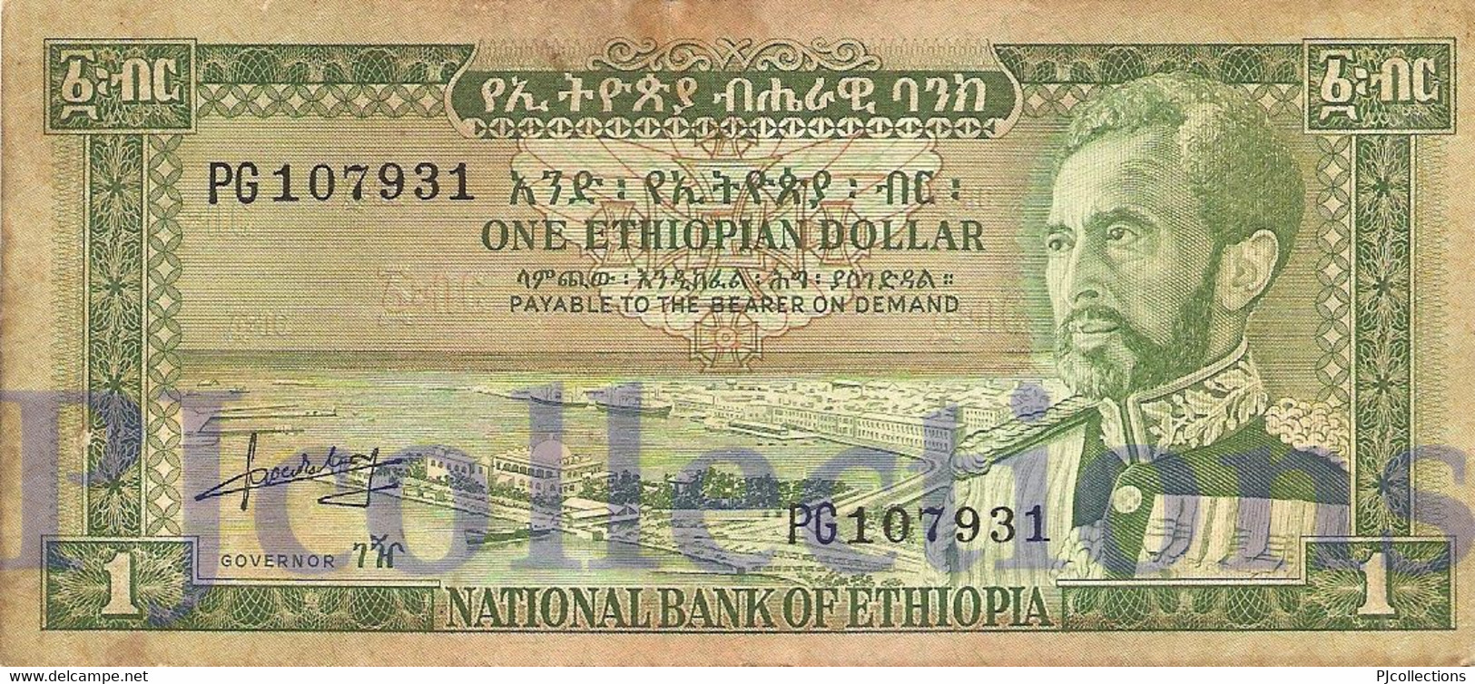 ETHIOPIA 1 DOLLAR 1966 PICK 25a VF+ - Ethiopië