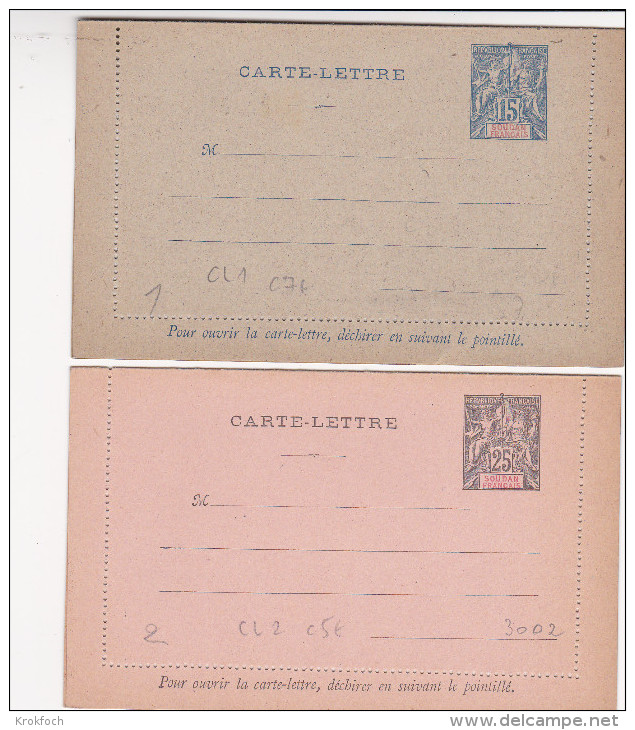 Soudan - Carte-lettre  Entier ACEP CL 1 + 2 - Cote 12 Euros - Stationery Ganzsache - Covers & Documents