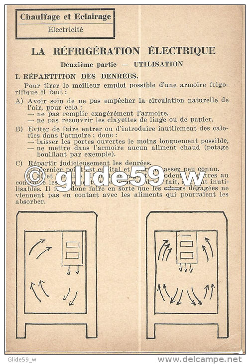 Chauffage Et Eclairage - Electricité - (La) Réfrigération électrique (2è Partie) - La Documentation Ménagère Permanente - Schede Didattiche