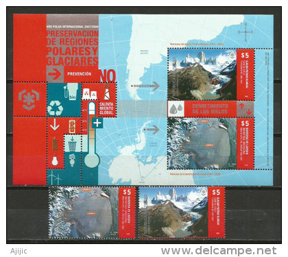 ARGENTINE. Recul Des Glaciers Piedras Blancas. Preservation Des Régions Polaires. Un BF + La Série Neufs ** - Sonstige & Ohne Zuordnung