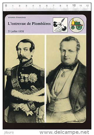 Fiche L'entrevue De Plombières / Napoléon III Et Camillo Benso / 01-FICH-Histoire De France - History