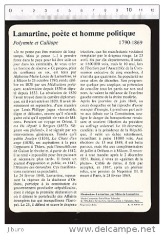 Fiche Lamartine Poète Et Homme Politique / Littérature  / 01-FICH-Histoire De France - Geschiedenis