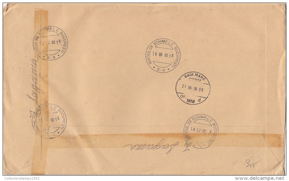 1286FM- BUTTERFLY, BEETLE, FLOWERS, LANDSCAPES, PARACHUTTING, HOUSES, COSTUMES, STAMPS ON REGISTERED COVER, 2000, JAPAN - Lettres & Documents