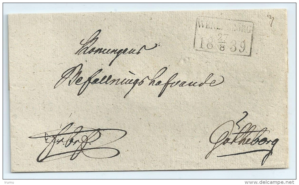 1839 Cover From Wenersborg To Gotheborg (SN 2262) - ... - 1855 Préphilatélie