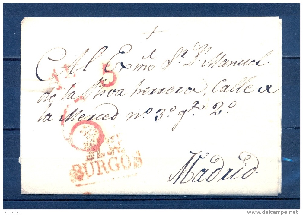 D.P. 7, 1836, BURGOS, CARTA CIRCULADA A MADRID, MARCA PREF. Nº 13, RARA - ...-1850 Prephilately