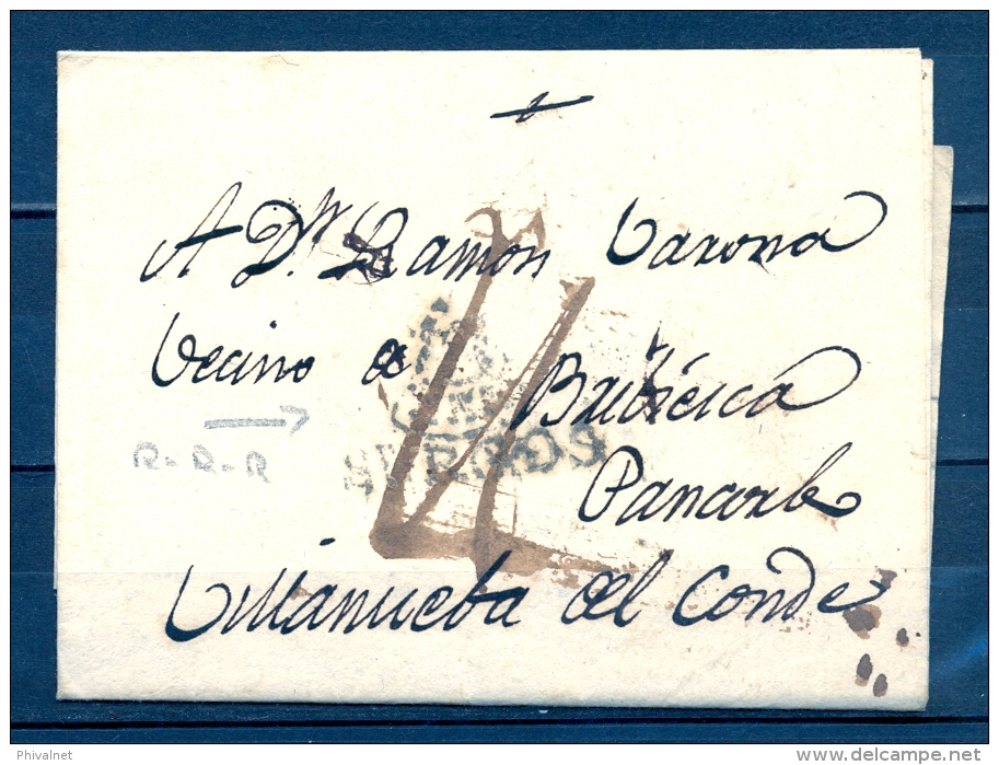 D.P. 7, 1803, BURGOS, CARTA CIRCULADA A VILLANUEVA DEL CONDE , MARCA PREF. Nº 8, RARA - ...-1850 Préphilatélie