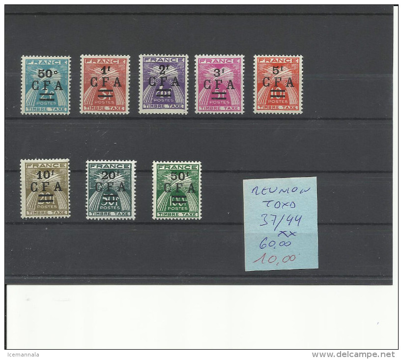 COLONIAS FRANCESAS REUNION TAXAS 37/44  MNH  ** - Postage Due