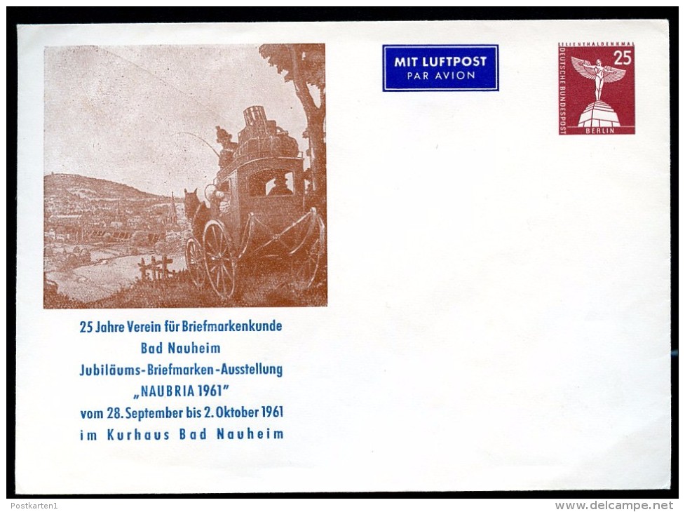 BERLIN PU19 D2/001 Privat-Umschlag POSTKUTSCHE BAD NAUHEIM ** 1961  NGK 12,00 € - Enveloppes Privées - Neuves