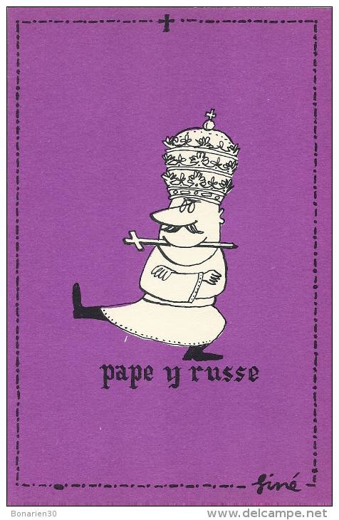 CPSM SINE CARICATURE RELIGION PAPE Y RUSSE SERIE SUR LES PAPES - Sine