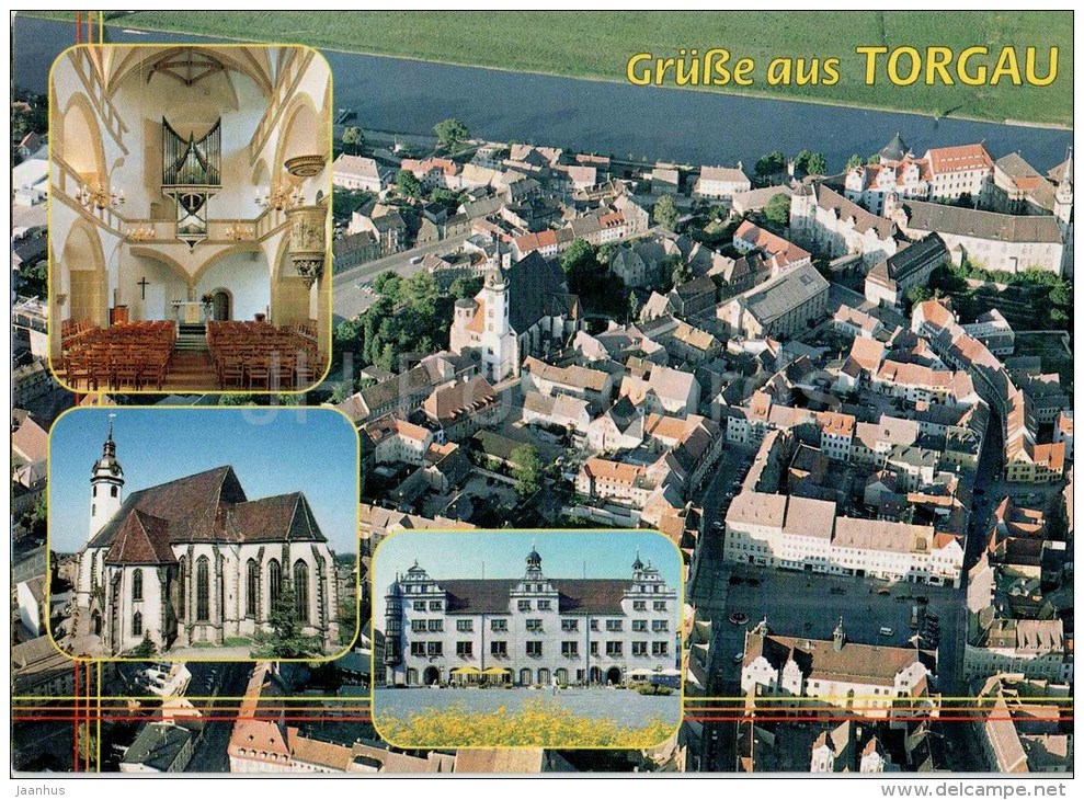 Grüsse Aus Torgau - Stadkern - Schlosskirche - Rathaus - Church - Town Hall - 1997 Gelaufen - Torgau