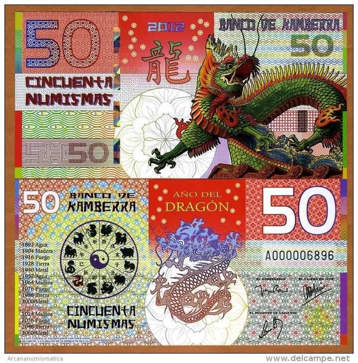 KAMBERRA  50 NUMISMAS  2.012  "Año Del Dragon" UNC/SC PLANCHA  T-DL-10.559 - Sonstige – Ozeanien