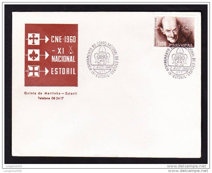 CACHET -- ACAMPAMENTO CORPO NACIONAL ESCUTAS . ESTORIL - 3. 8. 1960 - Postal Logo & Postmarks